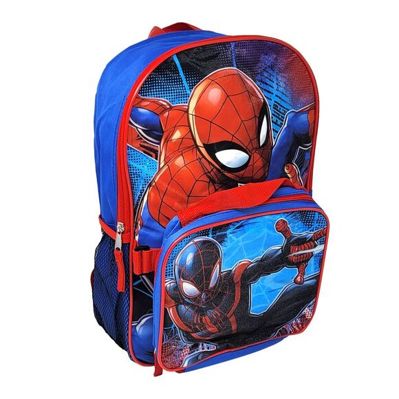 New Marvel Spider-Man Backpack Lunch Bag Insulated 2 Piece Set - Picture 1 of 7